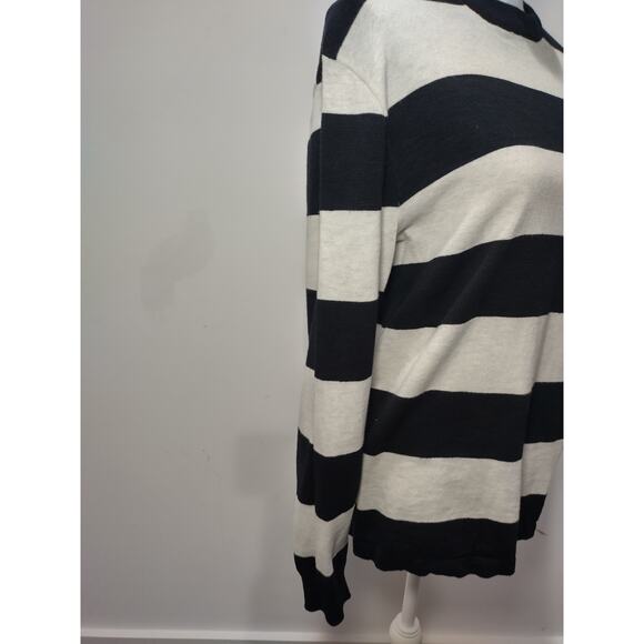 L.O.G.G. X H&M Womens Sweater Long Sleeves Crew Neck Knit Striped Black White S - Picture 5 of 8